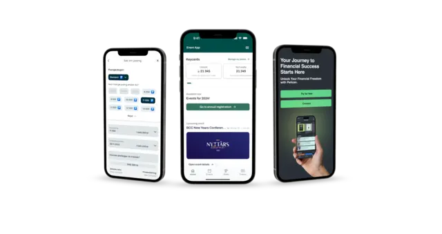 Three mobile mockups