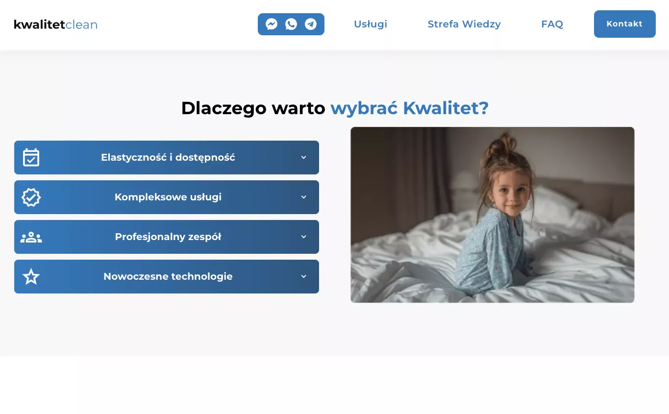Kwalitet trust section on Webflow, before the rebuild