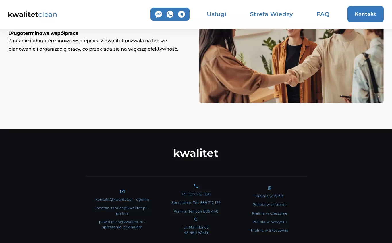 Kwalitet footer and CTA on Webflow, before the rebuild